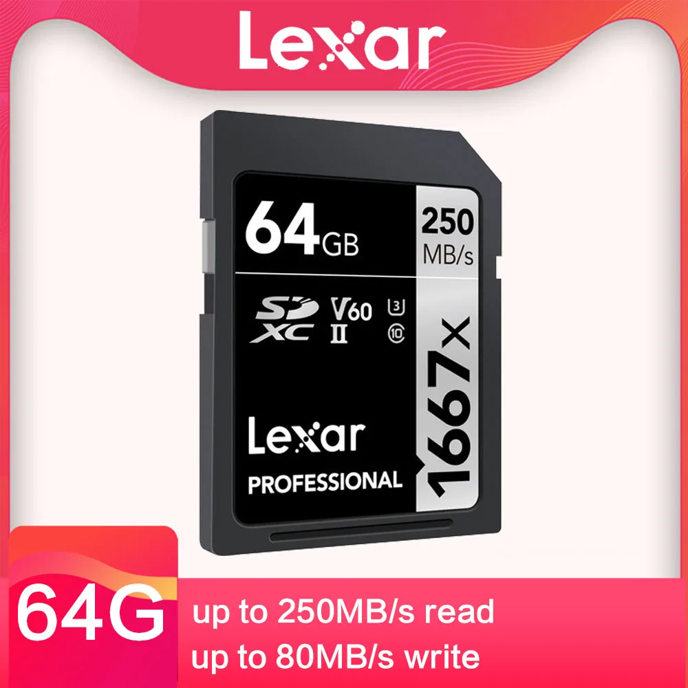 Оригинальная sd карта Lexar 1667X 250 МБ/с. S 65 ГБ 128 256 SD класс 10 UHS II U3 SDHC SDXC памяти