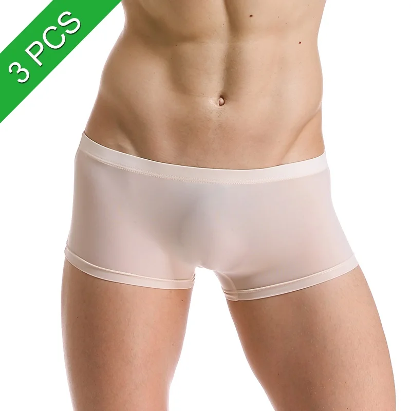 Silk Boxer Underwear Нижнее белье для мужчин, фирменные Прозрачные Боксеры из эластана, шелковые, Sous Vete, для мужчин, t Homme, слипы, сексуальные, горячие, мужские с низкой посадкой, нижнее белье - Цвет: Silk Boxer Underwear