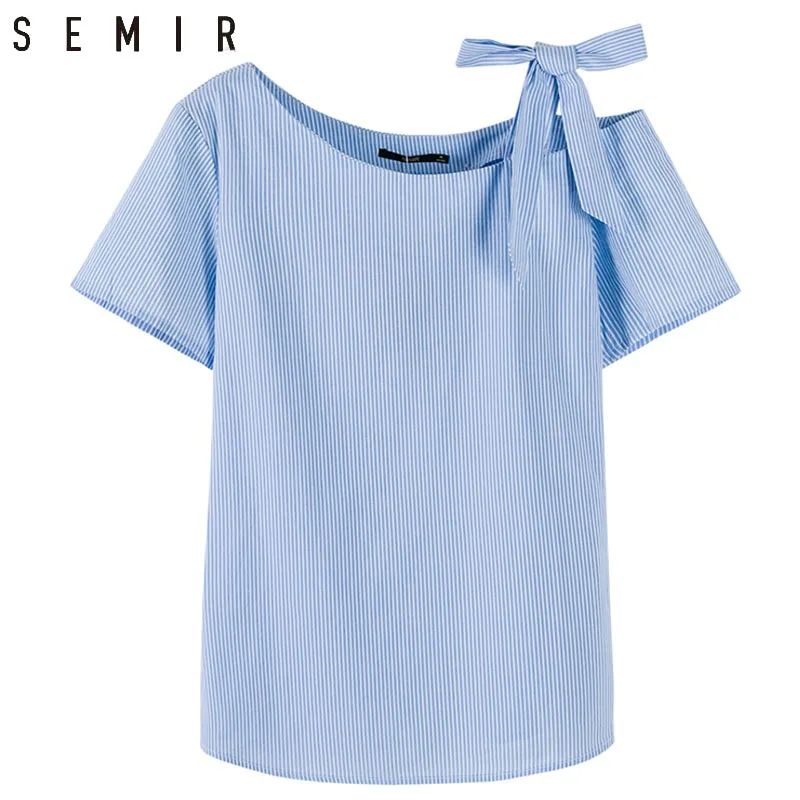 Semir лето Стиль 2018 цветочные рубашки для женщин элегантные с открытыми плечами