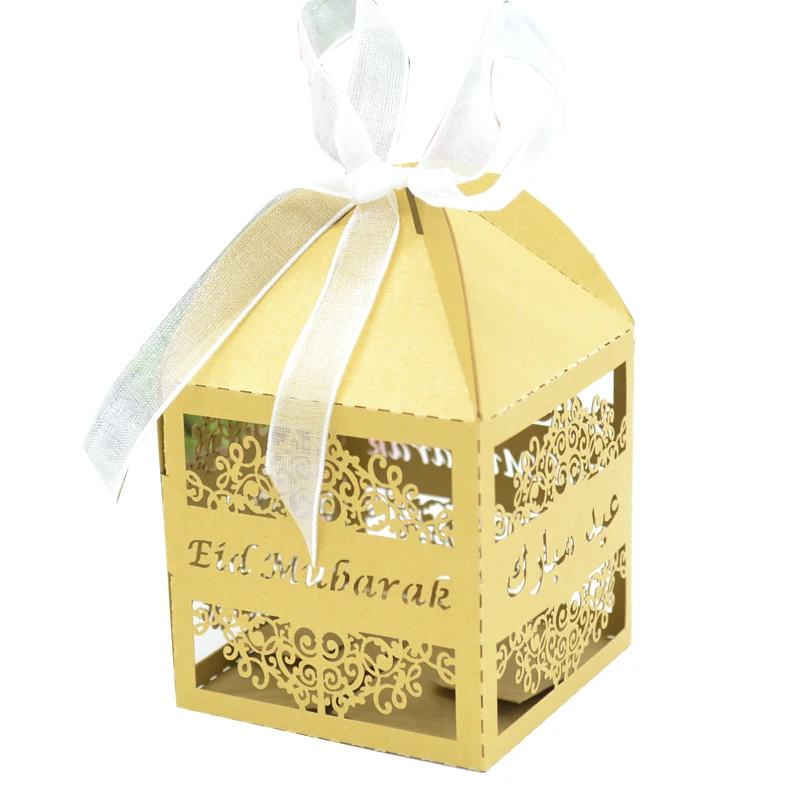 

2019 New Arabic Eid Mubarak Design Laser Cut Customize Personalize Islamic Festival Decor Favor Box