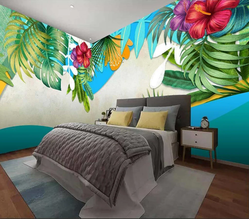 Decorative wallpaper Hand-painted tropical plant background wall painting | Обустройство дома