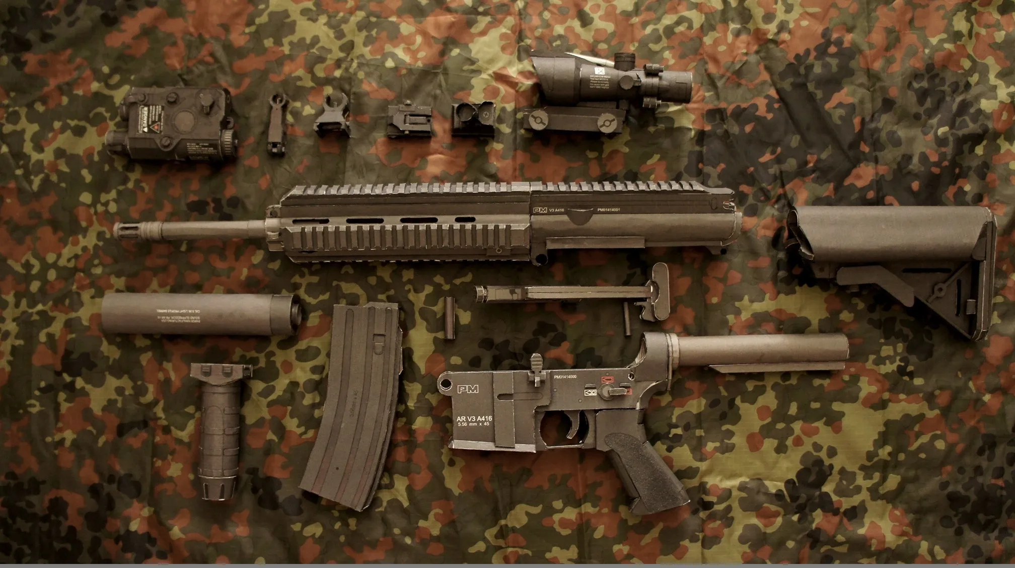 3D пазл HK416 бумажная модель пистолета M416 пистолет автомат в масштабе 1:1 съемная