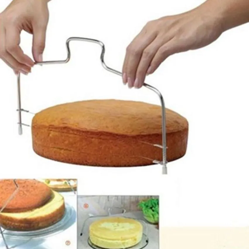 

Adjustable Wire Cake Slicer Leveler Pizza Dough Cutter Trimmer Tools Stainless