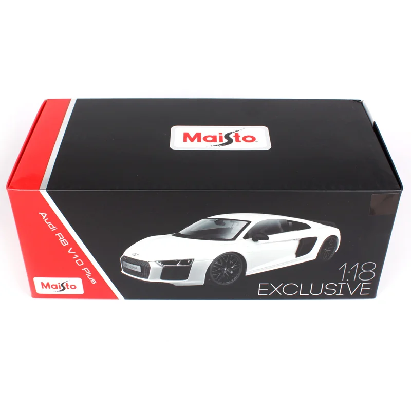Maisto 1:18 audi r8 v10 plus белый красный автомобиль литой жесткий переплет Роскошные гоночные игрушечные модели автомобиля для коллекции моделей автомобилей для мужчин 38135