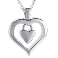 ijd4561 360 l stainless steel double heart urn pendant necklace cremation jewelry for women memorial ashes keepsake necklace