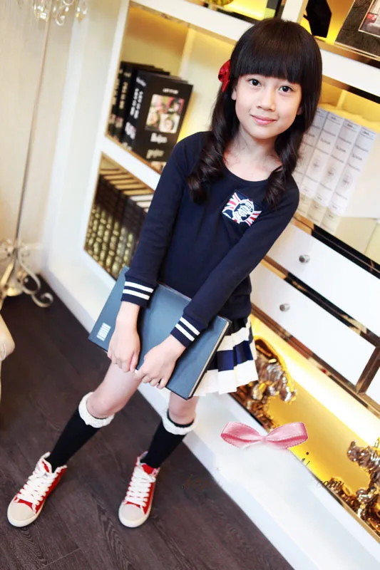 От 4 до 12 лет комплект одежды для девочек из 3 предметов: галстук + футболка с