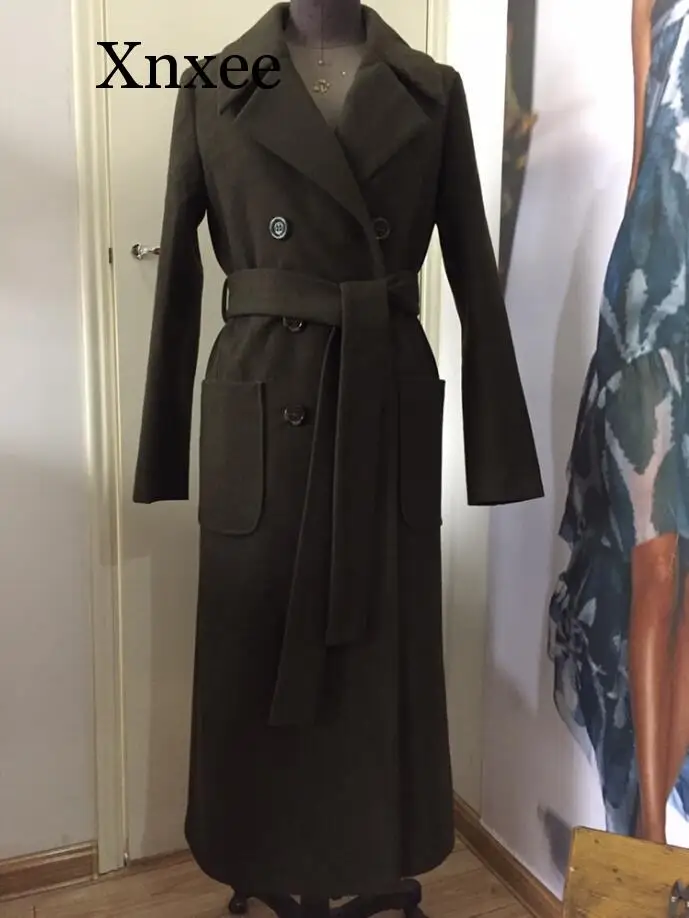Женское длинное пальто Xnxee классическое шерстяное в английском стиле Осень-зима
