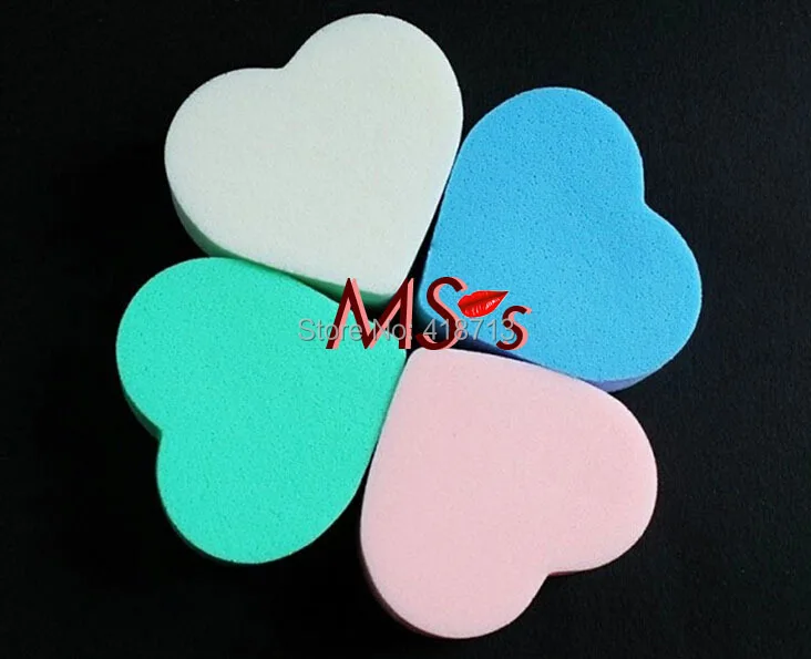 Wholesale 120pc/lot Heart Shaped Synthetic Sponge Powder Pad Wash sponge Facial Cleansing flutter soft Gift |