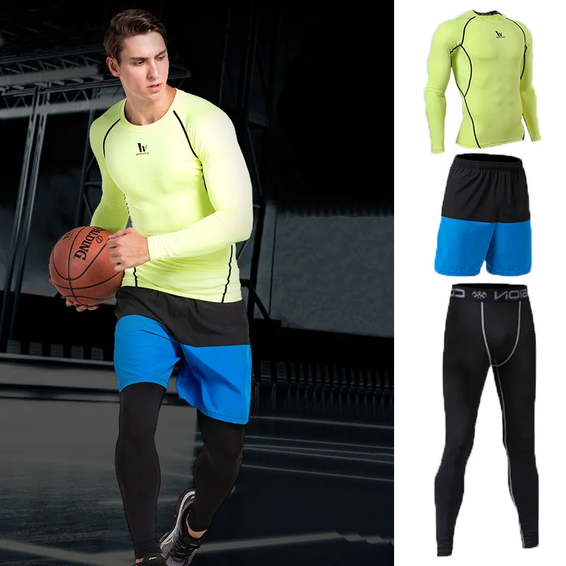 Мужские спортивные Средства ухода за кожей Fit костюм для Бег Футбол Basketbal