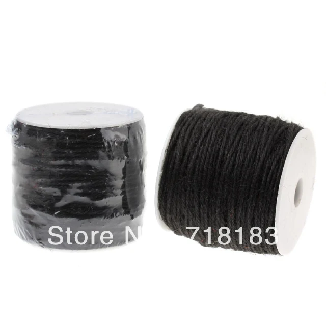 Черная веревка из пеньковой нити 1 рулон (100 м) мм для изготовления