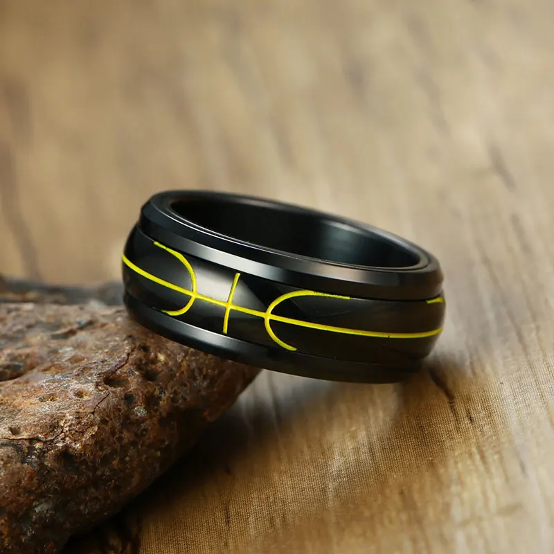 SUNNERLEES титановые кольца из нержавеющей стали черный баскетбольный символ Спиннер