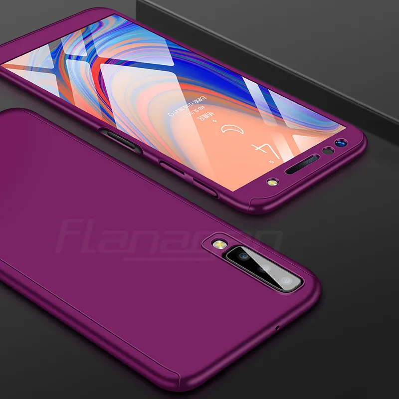 Фиолетовый 360 противоударный чехол для телефона для samsung Galaxy A7 A6 A8 J4 J6 плюс A9 крышка чехол для samsung A30 A50 M10 M20 J2 Core A10 чехол - Цвет: Фиолетовый