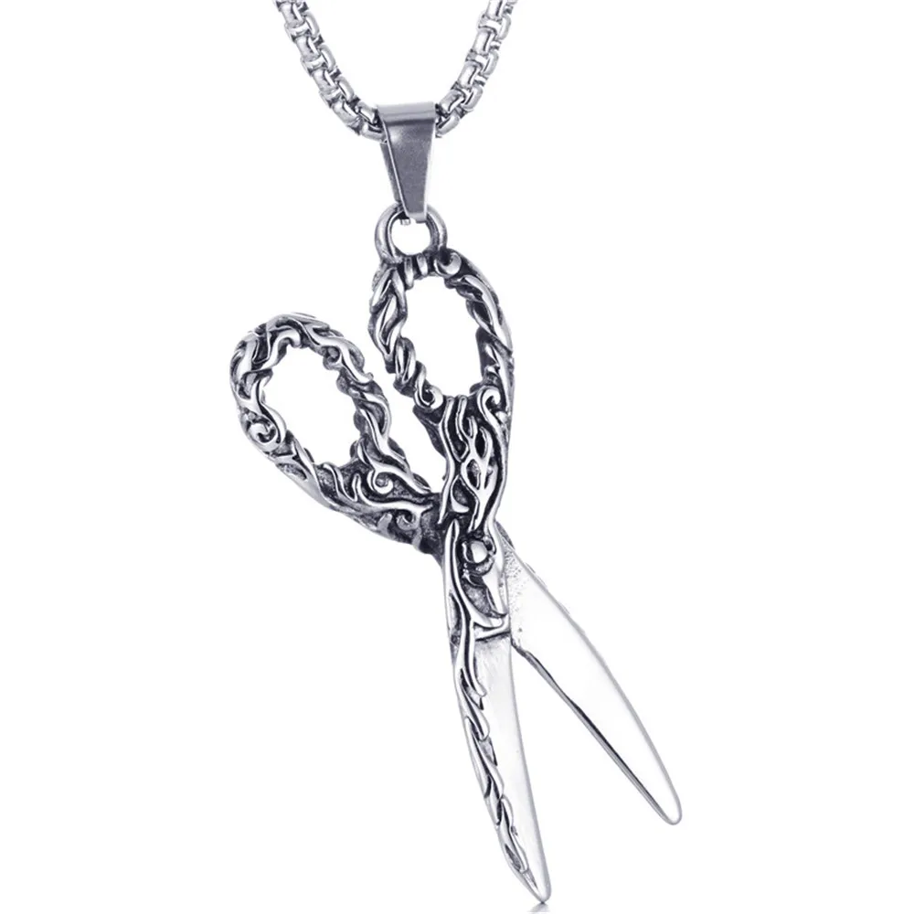 Мода парикмахеры Ножницы Neckalce Для мужчин хип хоп Рок Золотые украшения Цвет