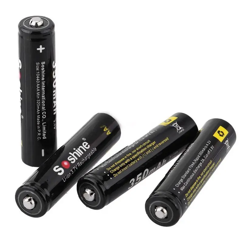 Soshine 4 шт 3 7 V AAA 10440 350mAh с прозрачной коробкой литий ионная батарея|Перезаряжаемые