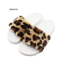 koovan hot women fur slippers 2021 fashion spring summer autumn plush slippers women slides flip flops flat shoes
