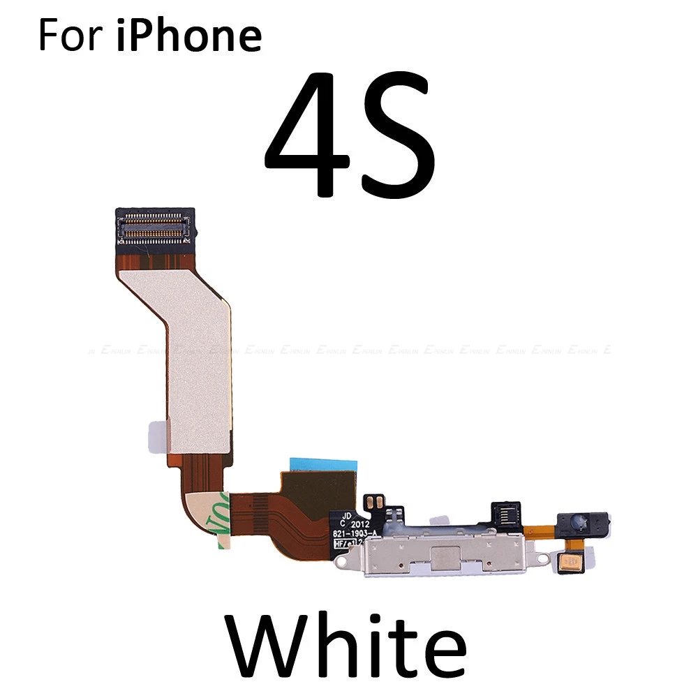 USB док-коннектор, зарядный порт гибкий кабель для iPhone 4S 5 5S SE 6 6S Plus USB зарядное устройство штекер гибкий кабель, запчасти для ремонта - Цвет: For iPhone 4S White
