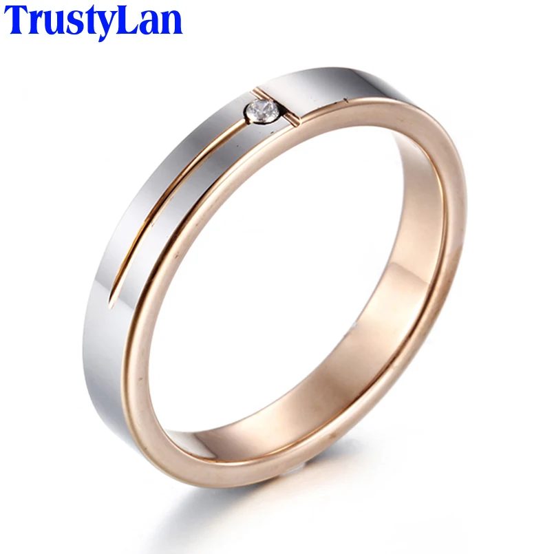 Кольцо TrustyLan из вольфрамовой стали с прозрачными фианитами для женщин и мужчин