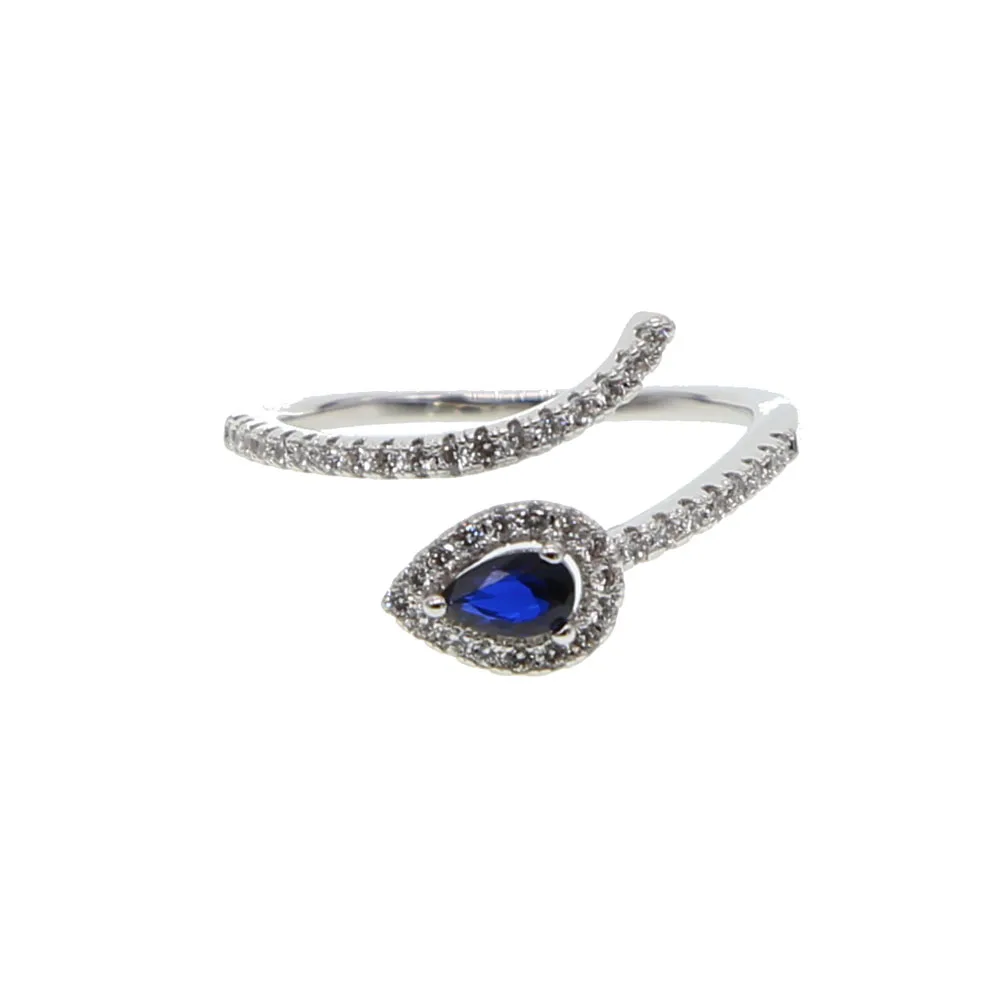 silver blue Персонализированные Модные CZ Открытое кольцо DIY свой Камень Цирконий бар настроить ювелирные изделия для женщин лучший подарок европейские Горячие продажи ювелирных изделий - Цвет основного камня: silver blue