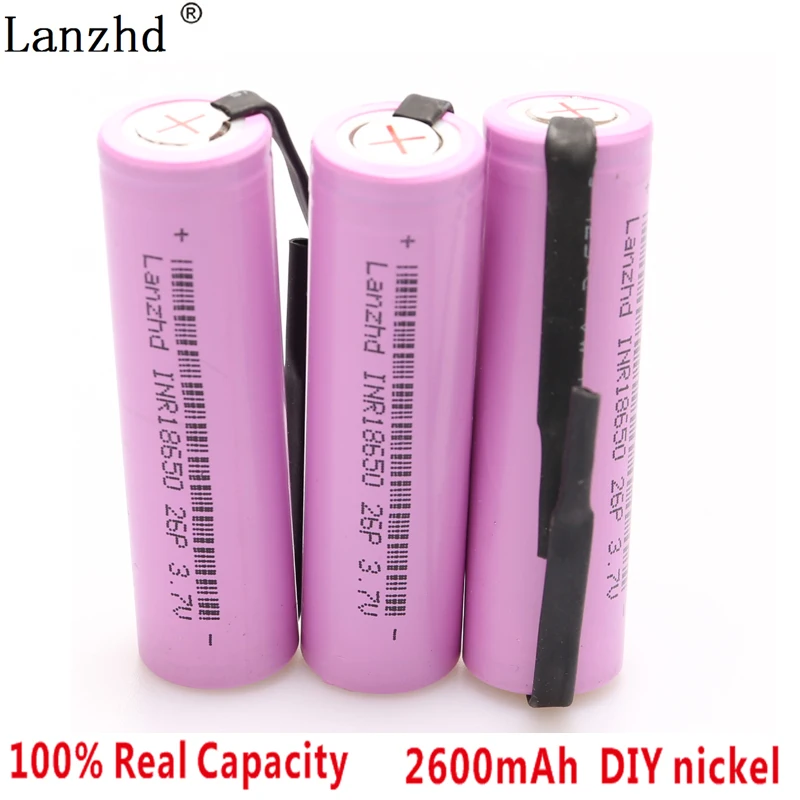 40PCS DIY 18650 Battery INR18650 3.7V Nickel sheets Rechargeable Li ion Batteries 2600mAh for Remote control Tools | Электроника