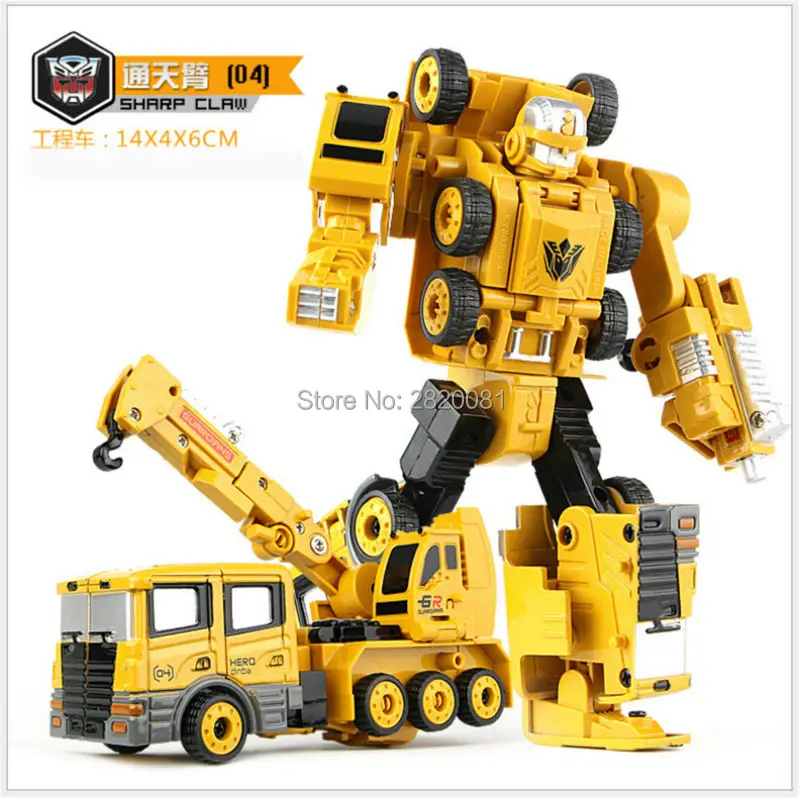 5-в-1 преобразования робота из мультфильма автомобиля игрушки Инженерная машина