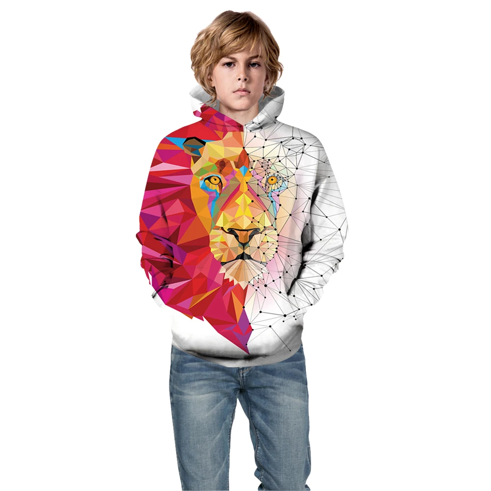 Детский пуловер с капюшоном и длинным рукавом 3D Цифровым принтом|Толстовки