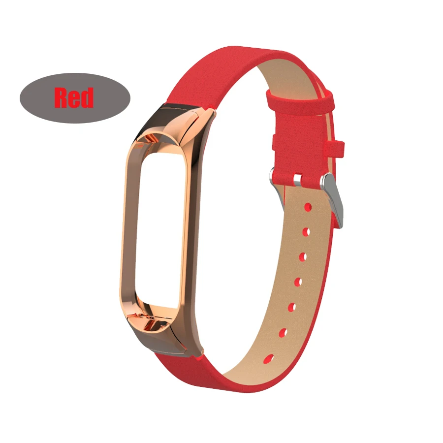 Металлический Стальной чехол mi Band 3 браслет ремешок кожаный Xiaomi mi 3 mi Band 3 ремешок для смарт-браслета mi band 3 сменный ремешок - Color: M32 color 6