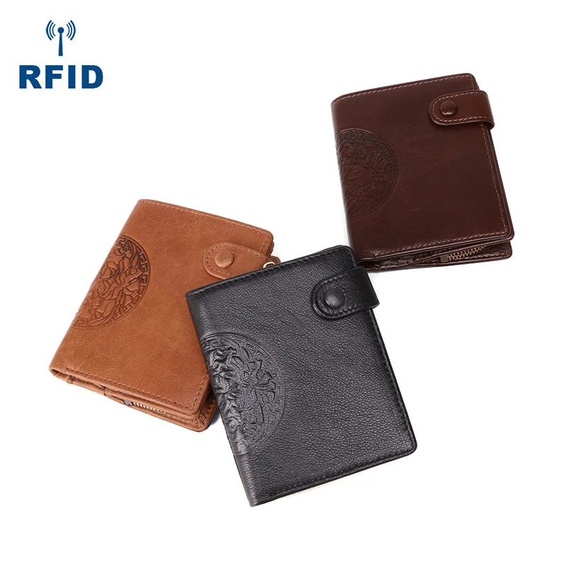 Мужской короткий кошелек из воловьей кожи деловой клатч натуральной