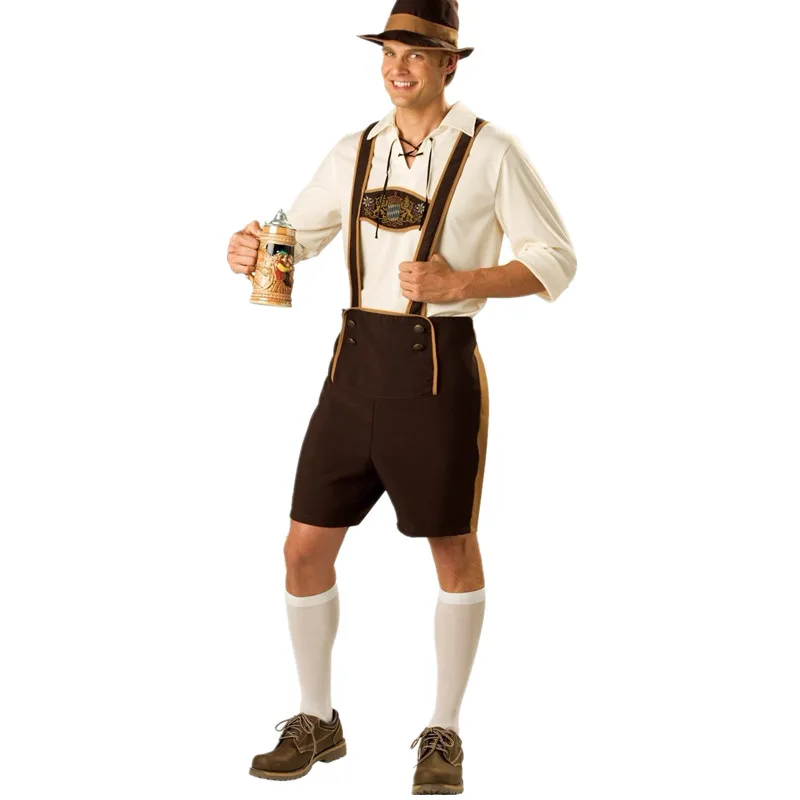 3 шт./компл. Lederhosen + рубашка шляпа для взрослых Октоберфест немецкий баварский