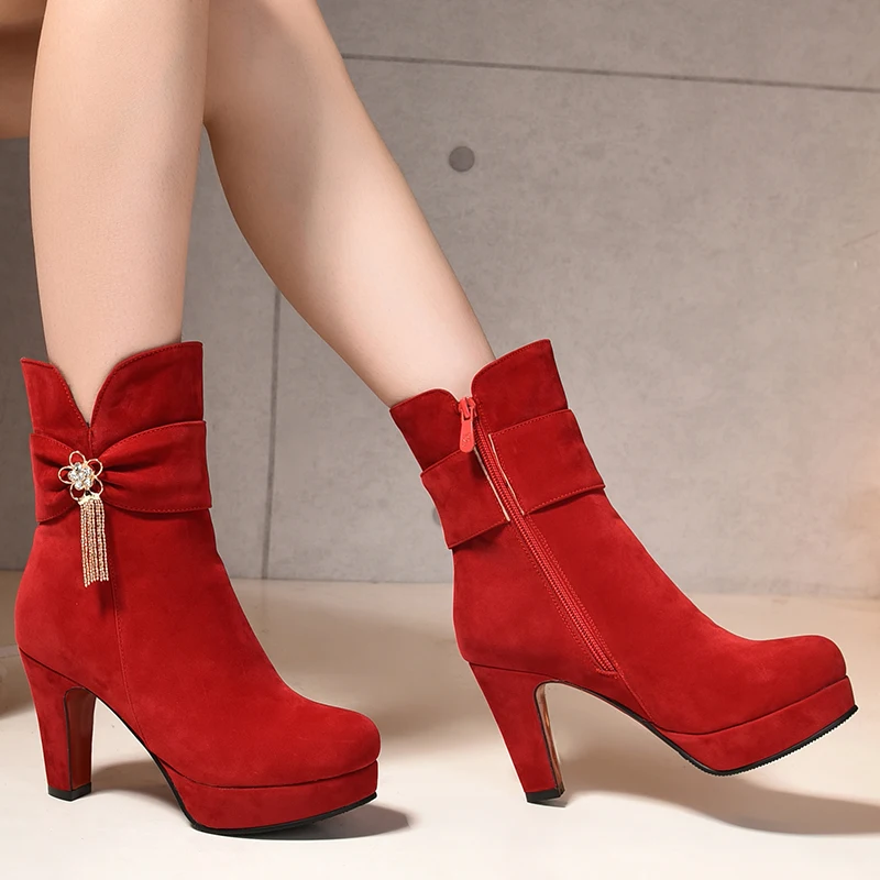 

Cresfimix botas femininas women fashion comfortable side zipper boots lady cute beige cool boots female autumn winter boot b2303