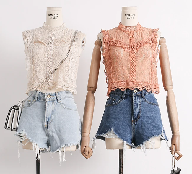 Летние кружево крючком топики женские и майки жилет пикантные открытые