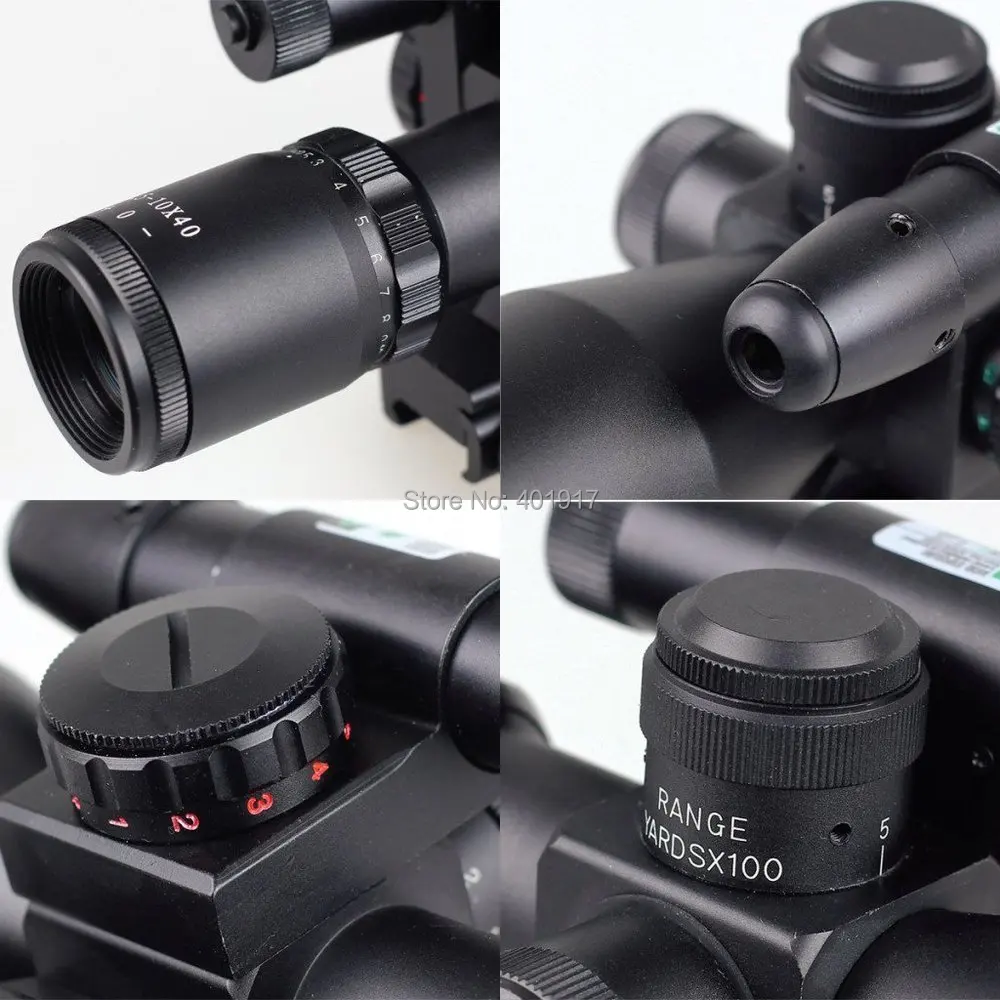 Прицел 2.5-10x40 красный и зеленый подсветкой дальномер Сетка Перекрестия пушки