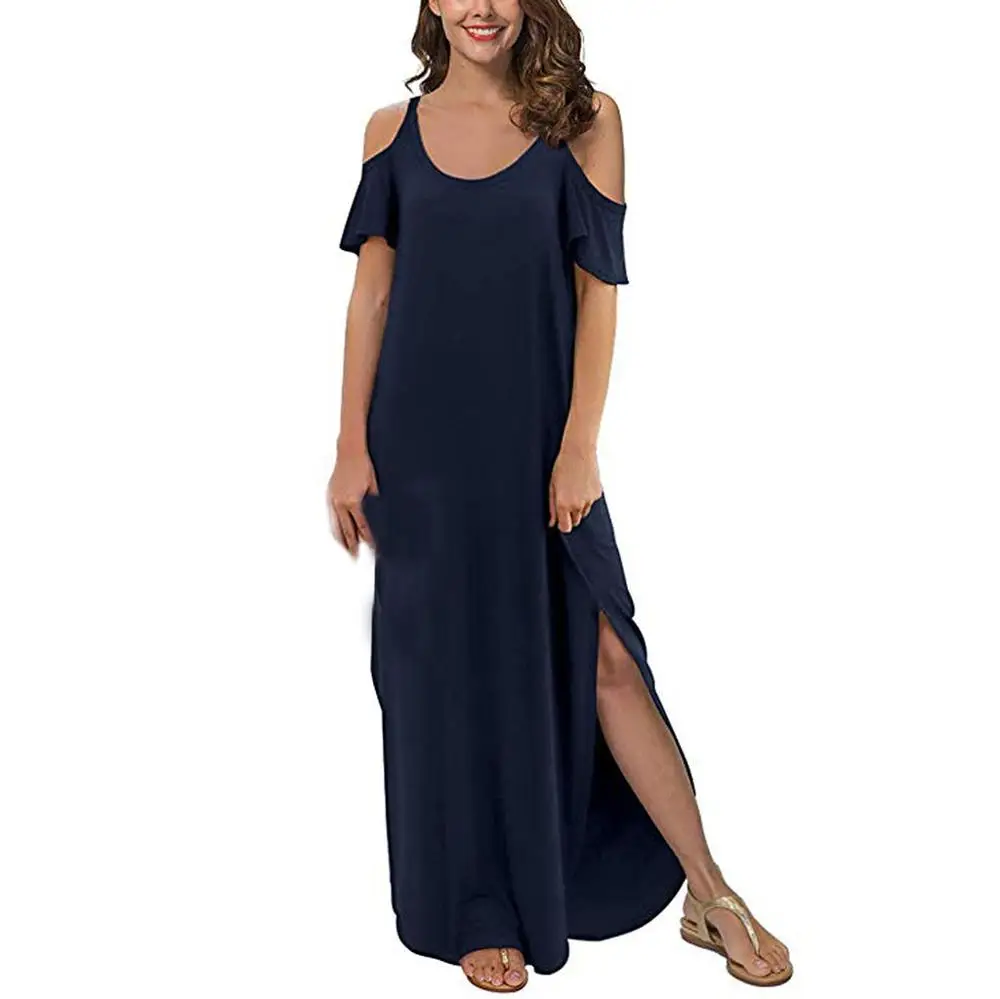 Женское винтажное платье-рубашка повседневное Свободное длинное платье макси с