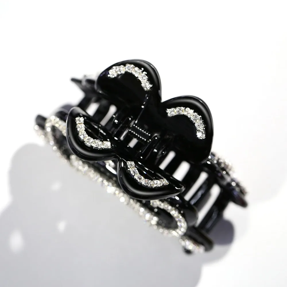 Большой зажим для волос с двойным сердцем блестящие кристаллы аксессуары