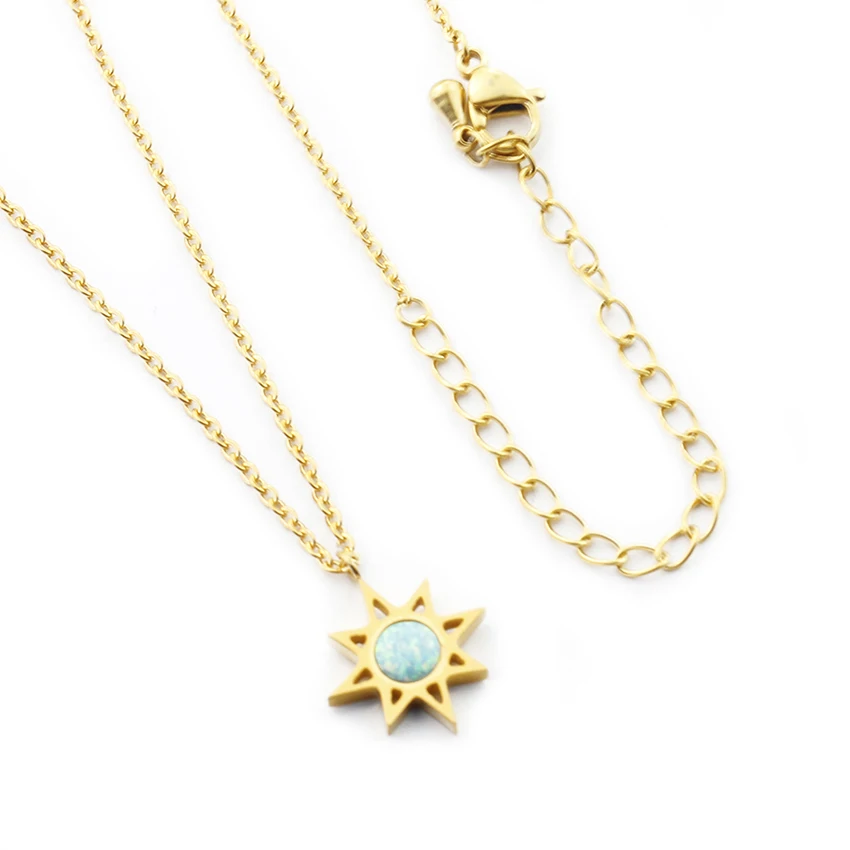 Ожерелье North Star с голубым опалом женское колье из нержавеющей стали 2017 хороший