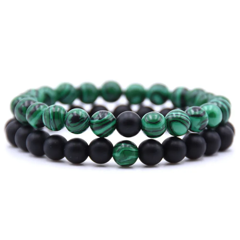 2 шт./компл. браслет из натурального камня пара классических черных матовых