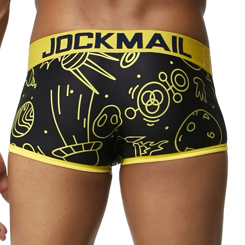 JOCKMAIL, сексуальное мужское нижнее белье, боксеры, игривое, с принтом, для геев, нижнее белье, низкая талия, дышащий, лед, шелк, мультяшный принт, мужские трусы-боксеры - Цвет: 17