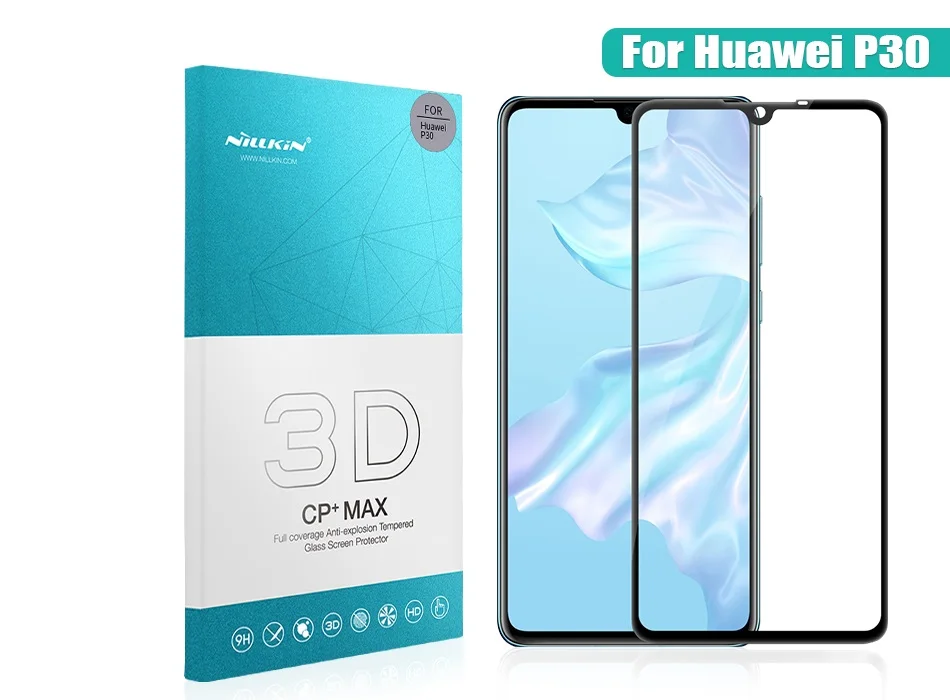 NILLKIN 3D CP+ Max/XD/H+ Pro Закаленное стекло-экран протектор для huawei P30 стекло 3D 2.5D плоский край Защитная пленка P30