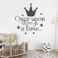 princess crown wall stickers for girls bedroom headboard quotes once upon a time story style wall decal fairytale art diy syy511