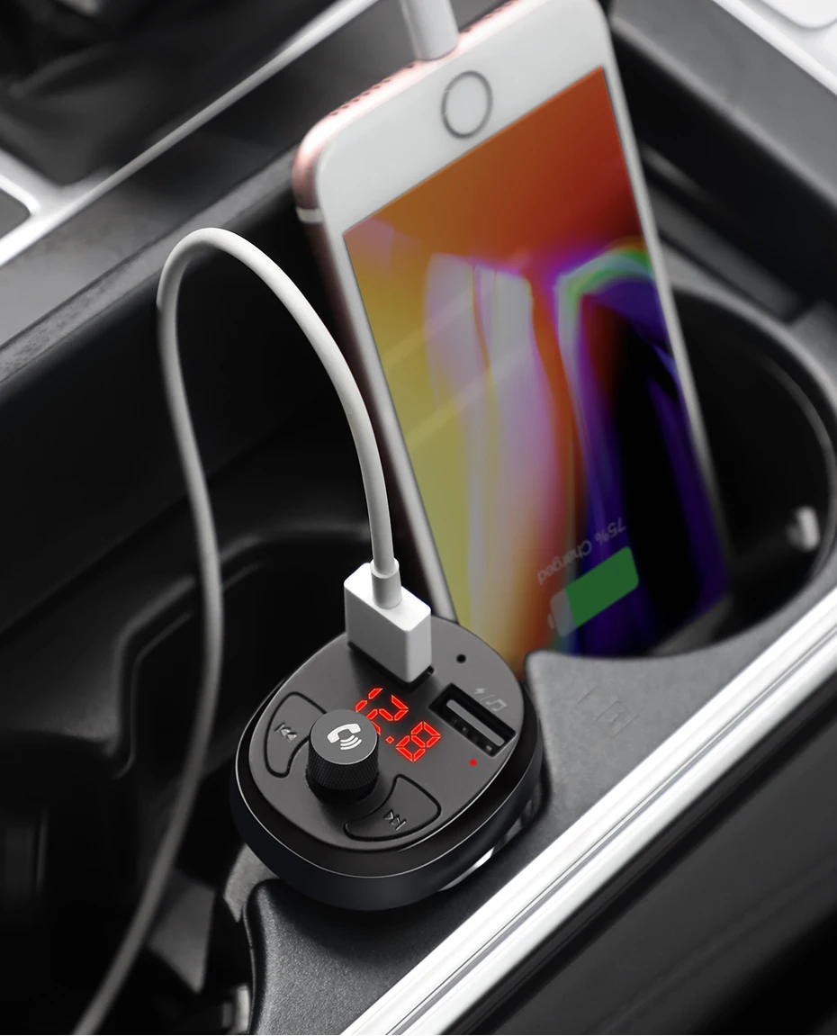 HOCO, двойное USB Автомобильное зарядное устройство, светодиодный дисплей, fm-передатчик, модулятор, Bluetooth, громкая связь, автомобильный комплект, аудио MP3 музыкальный плеер для iphone 11