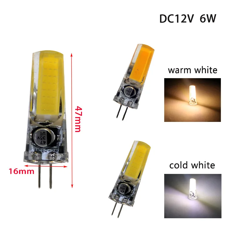 COB SMD LED Mini G4 AC DC 12V 3W 6W диммируемая светодиодная лампа лампы освещения заменяющие