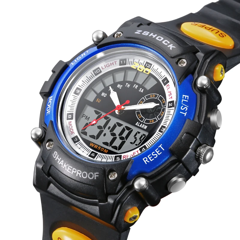 ZGO светодиодный цифровой электронные детские часы Sport Плавание 5Bar