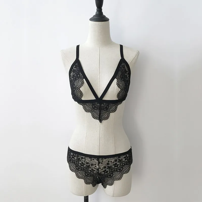 2017 г. пикантные Для женщин Лифчики и трусики Кружева выдалбливают Бюстгальтеры