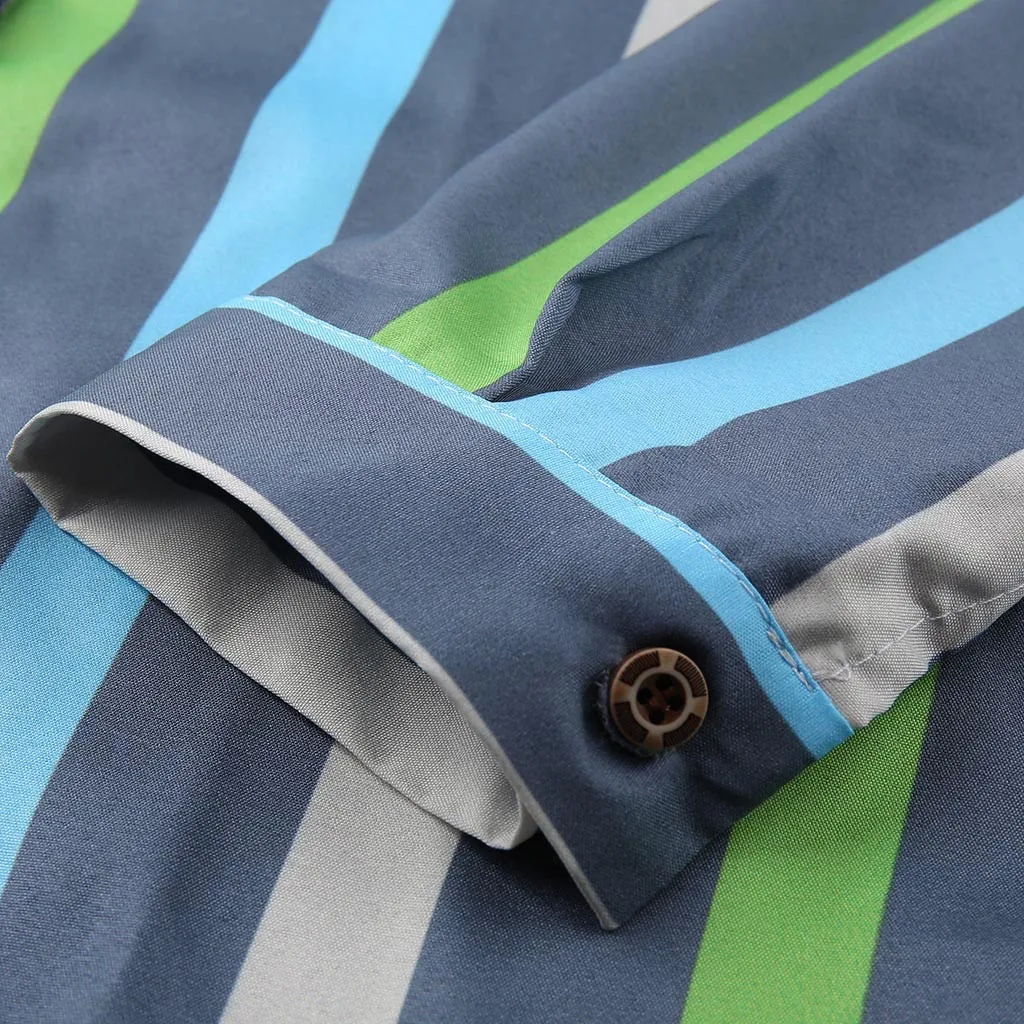 

Fashion Striped Print Buttons Blouse Ladies Casual Sexy V-Neck Loose Tee Tops Female Women's Long Sleeve Shirt Blusas Pullover