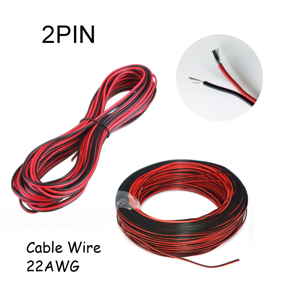 2 контактный 10 м/50 м/100 м свет 3528 провод удлинительного кабеля 20AWG разъем
