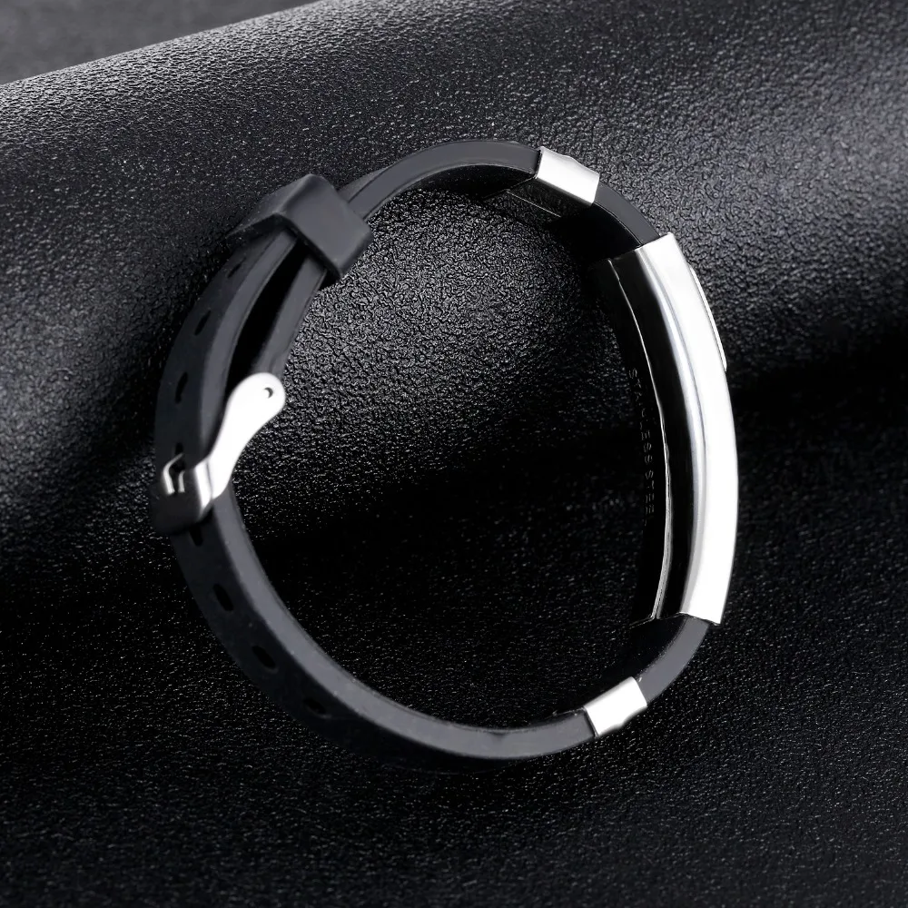 Fashion Punk Cross Silicone Bracelet For Men Stainless Steel Black/ Gold Color Male Jewelry Adjustable Wristbands | Украшения и