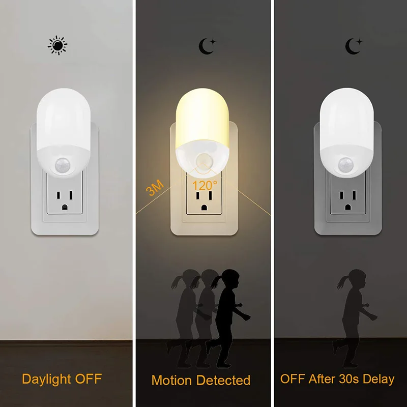 PIR датчик движения ночные светильники Plug and Play светодиодный ночник лампа движение