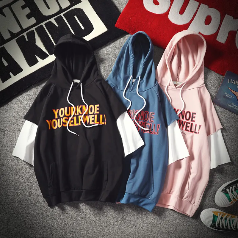 Весна 2018 Новый мужской хип Стиль Толстовки с принтом молодежная мода Street overszie