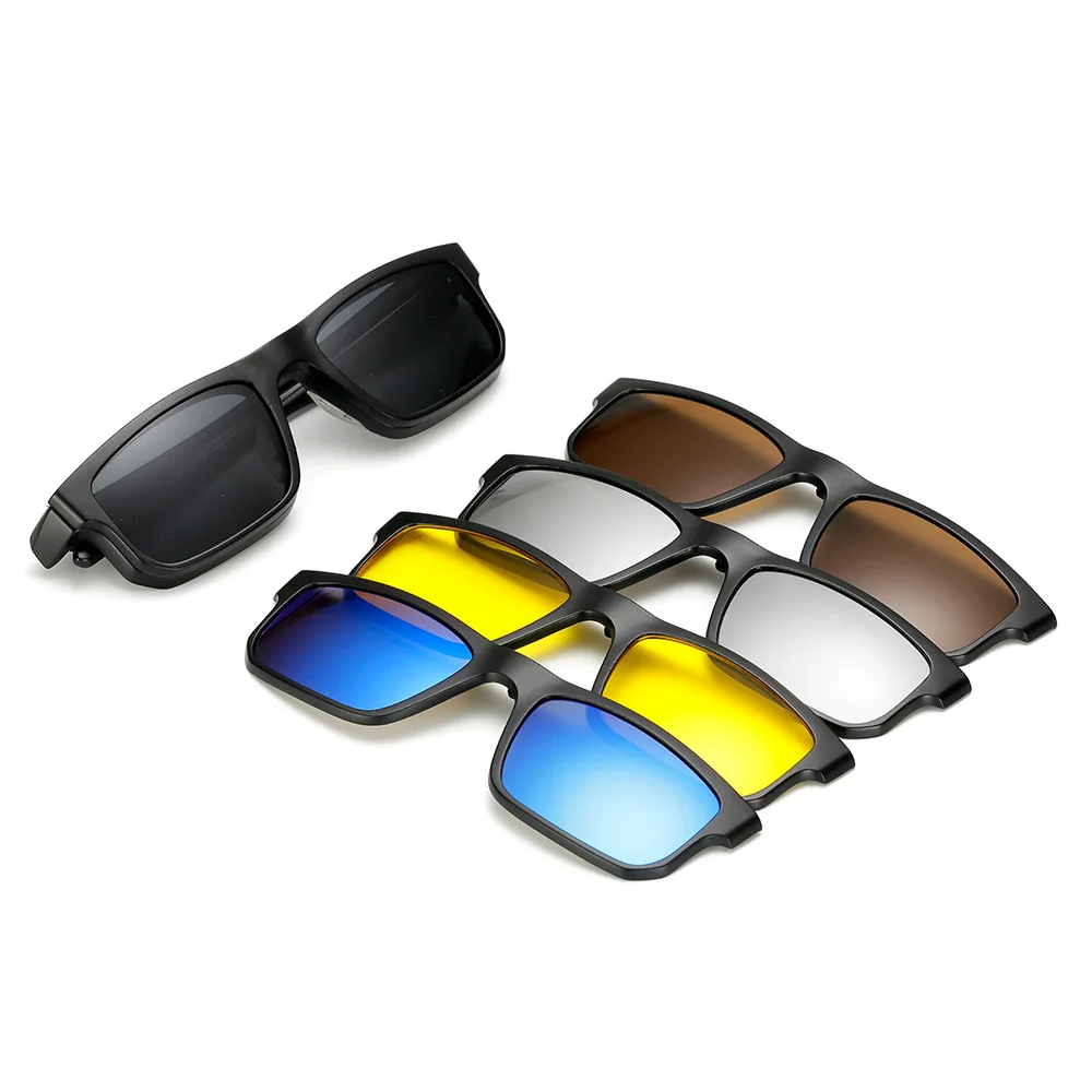 С 5 зажимами поляризованные солнцезащитные очки Магнитная адсорбент оправа для