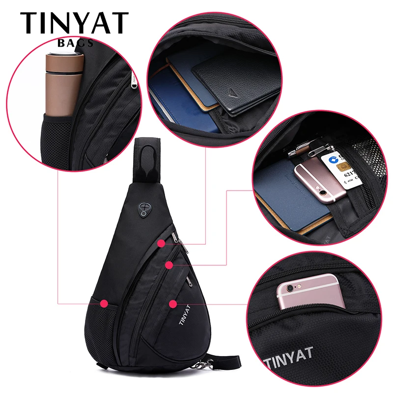 TINYAT, новинка, мужская сумка на плечо, противоугонная сумка через плечо для 9,7 дюймов, USB зарядка, водонепроницаемая, дорожная сумка-мессенджер, повседневная нагрудная сумка