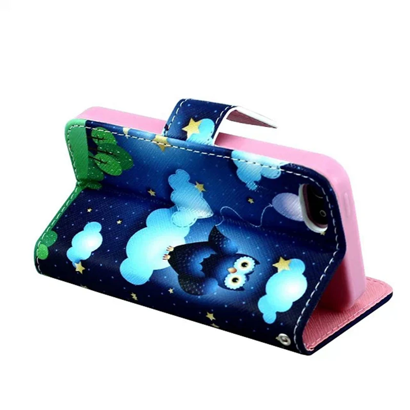 Magnetic Case for iPhone 5s Phone Bag Owl Printed Flip Stand 5 Leather Wallet |